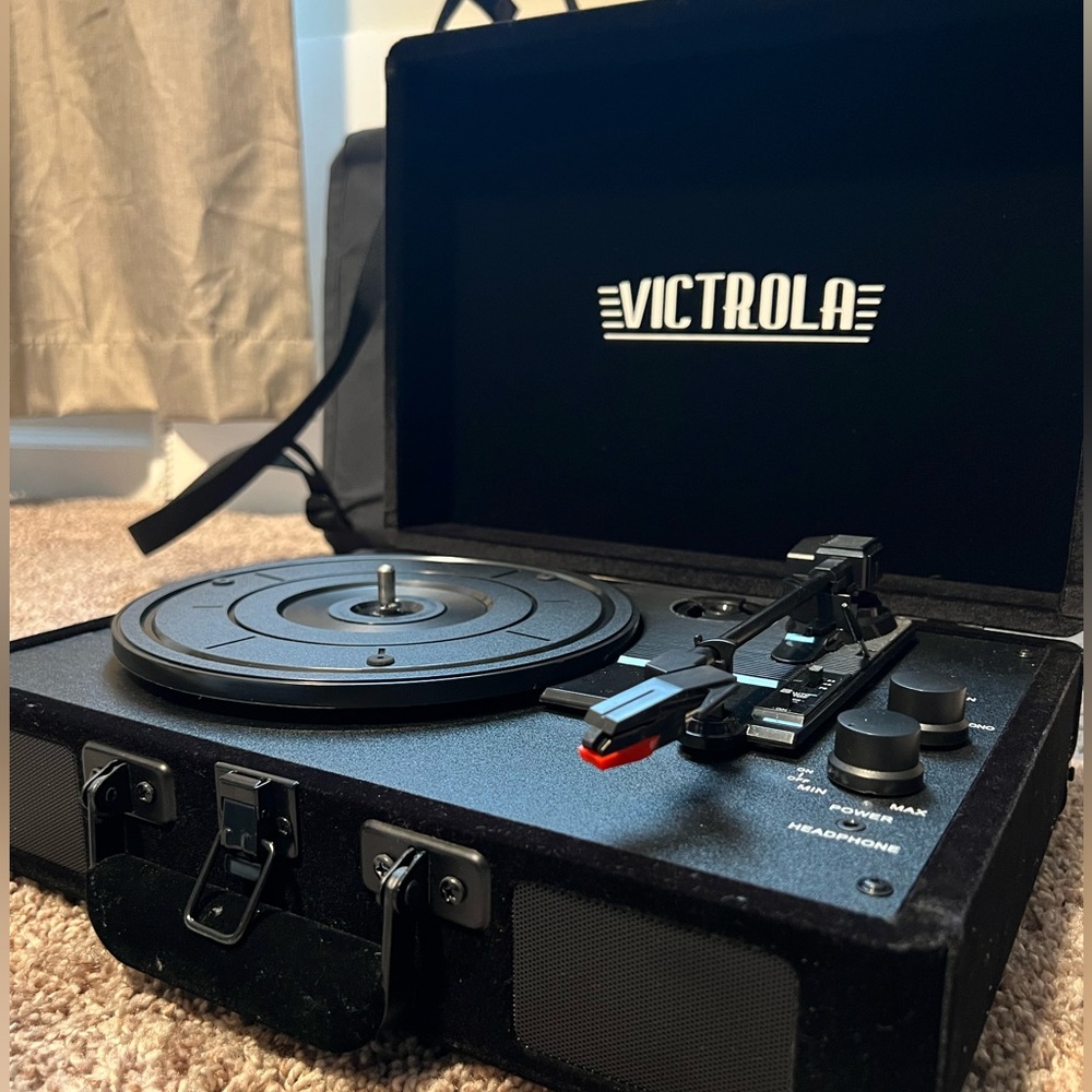 Velvet Black Victrola Portable Bluetooth Turntable Record Player